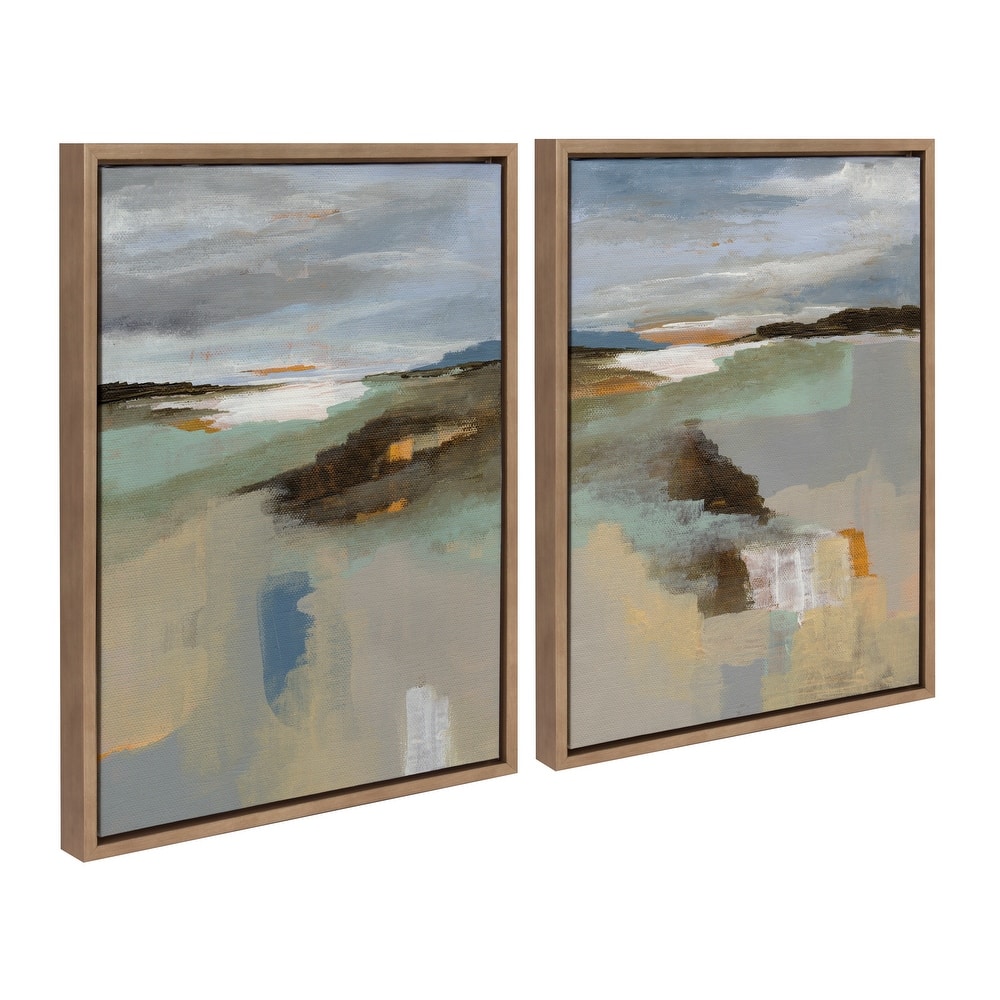 Sylvie Beaded Big Sur I and II Framed Canvas Set by Nikita Jariwala