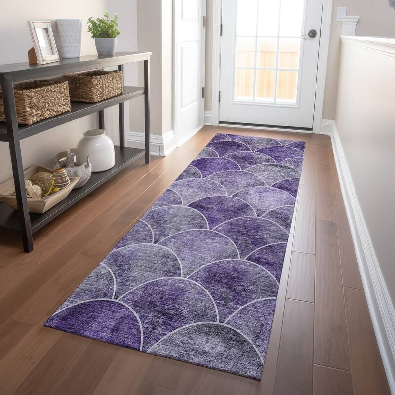 Machine Washable Indoor/ Outdoor Chantille Contemporary Rug - Purple - 2'3" x 7'6"