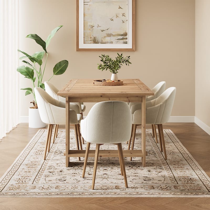 Solid Wood Dining Table for 4-6 People with Heavy Duty Legs