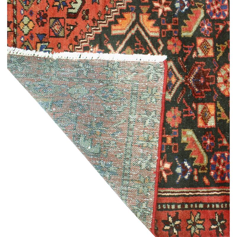 Fine Vintage Distressed Ruth Charcoal/Red Runner - 3'0" x 9'10"