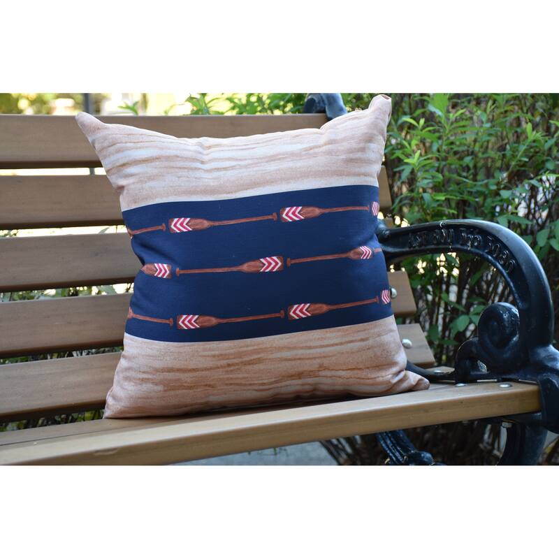 18 x 18 Inch Oar Stripe Center Stripe Print Outdoor Pillow