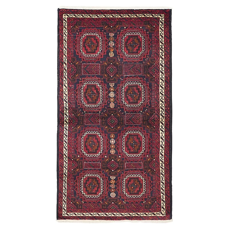 ECARPETGALLERY Hand-knotted Teimani Dark Navy, Red Wool Rug - 3'3 x 6'0