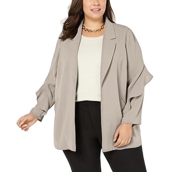 Alfani Women's Jacket Sand Beige Size 2X Plus Ruffled Open Front. Opens flyout.