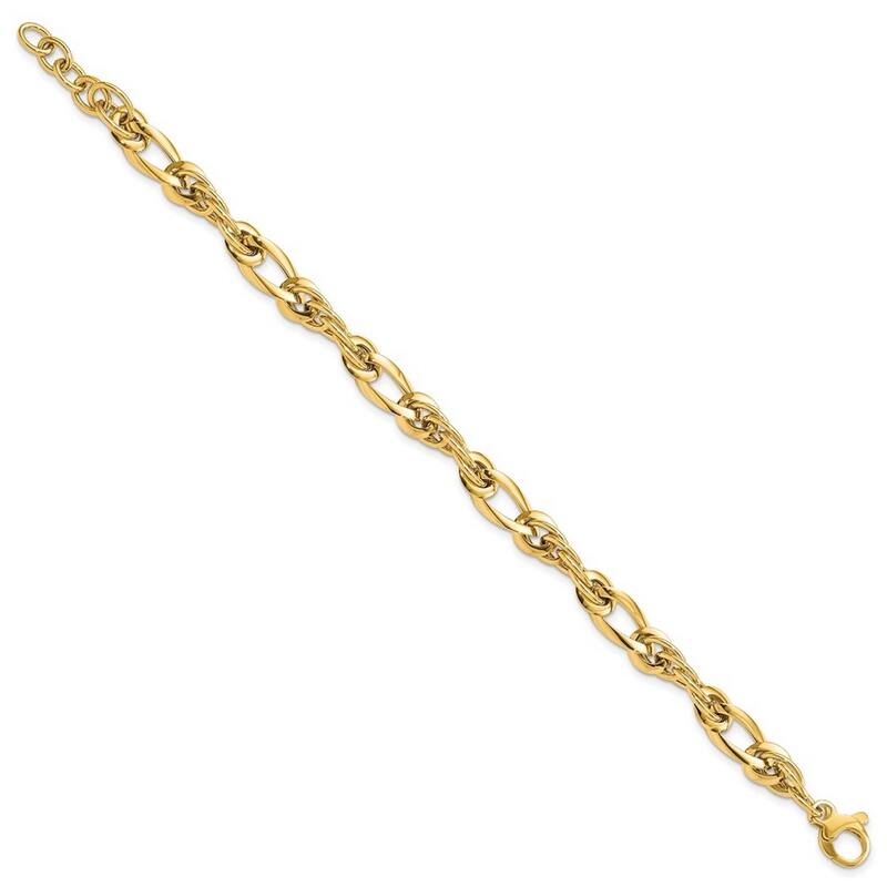 Curata 14k Yellow Gold 7" 6.4mm Italian Polished Fancy Link Bracelet