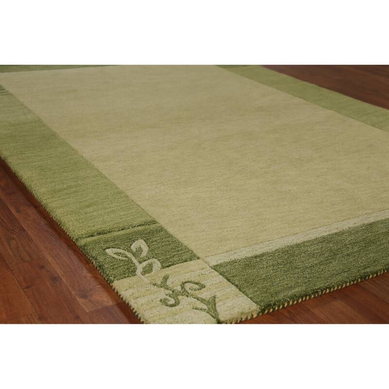 Green Gabbeh Indian Area Rug Handmade Wool Carpet - 5'3" x 7'7" - 5'3" x 7'7" - Green