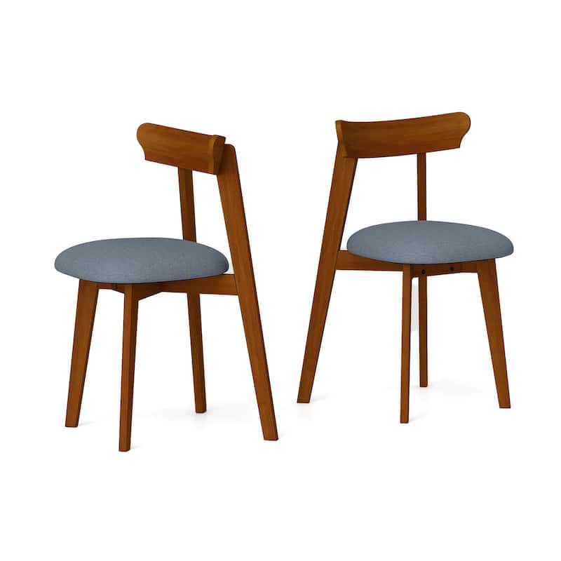 Costway Wood Dining Chairs Set of 2/4 with Rubber Wood Frame Padded - 2 PCS - Set of 2