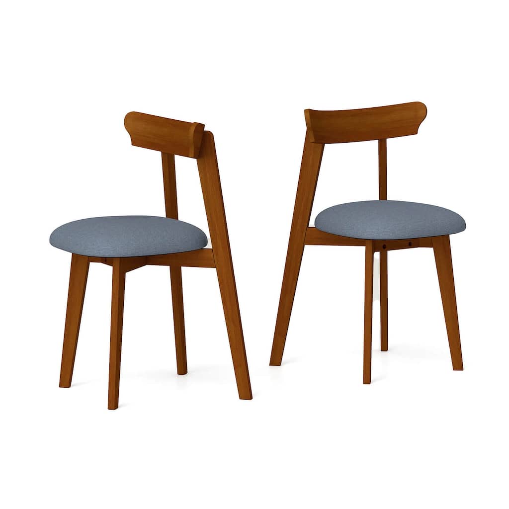 Costway Wood Dining Chairs Set of 2/4 with Rubber Wood Frame Padded