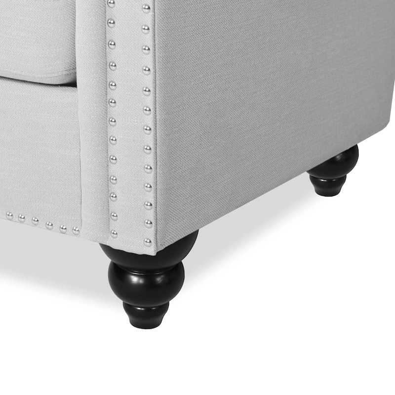 Grey Fabric 3-Seater Chesterfield-Style Sofa