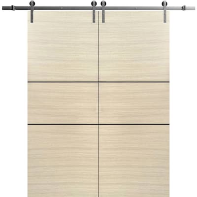 Sturdy Double Barn Door 36 x 80 with Planum 0014 Natural Veneer with 13FT