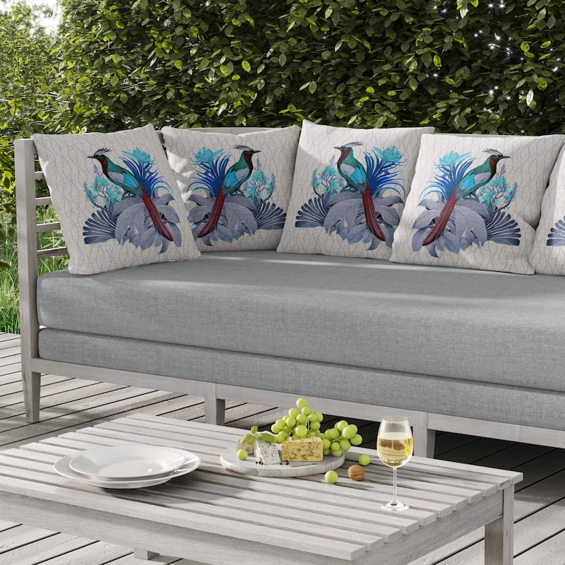 Woodland Flyers Indoor/Outdoor Reversible Throw Pillow White and Blue