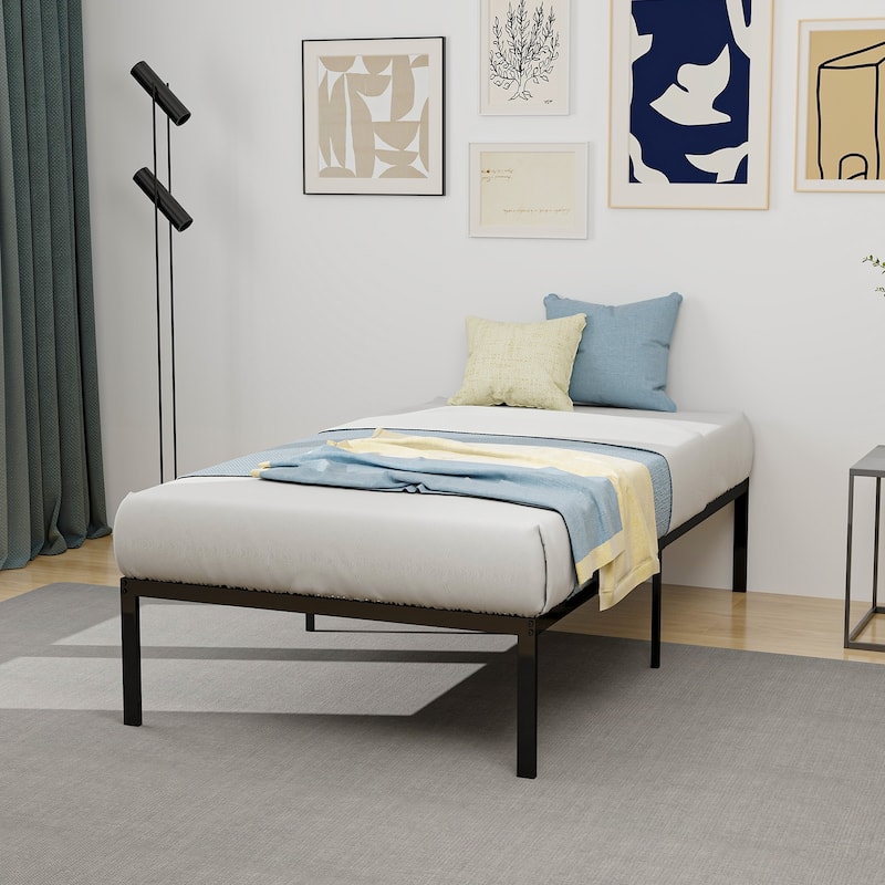 Costway Twin Size Bed Frame 14" Metal Platform Bed Base with Under Bed