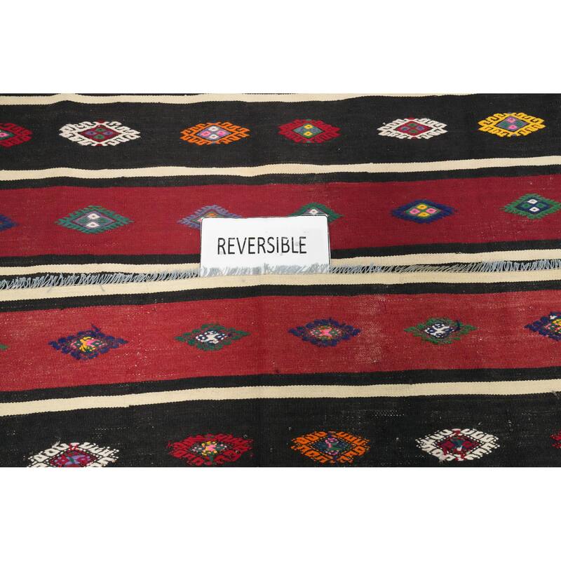 Hand Woven Oriental 100% Wool Carpet Southwestern Tribal Red Kilim Area Rug - 9' 9'' X 5' 7''
