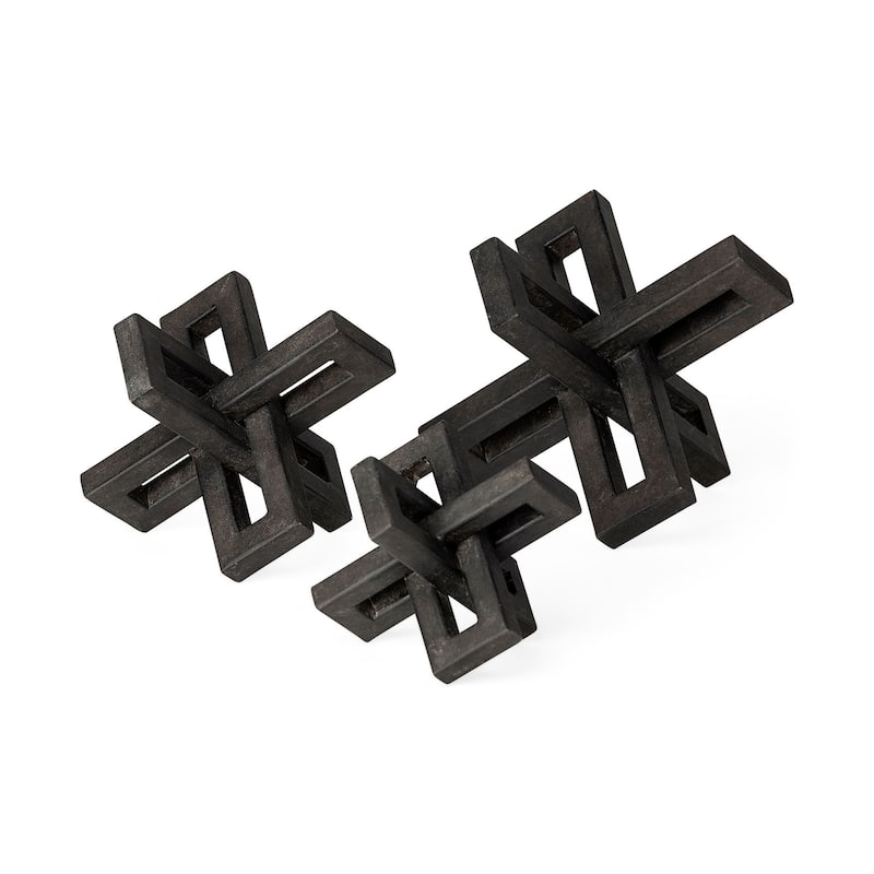 Aleph (Set of 3) Black Metal Small Medium & Large Jacks - 4.0L x 4.0W x 4.0H - 4.0L x 4.0W x 4.0H - Black