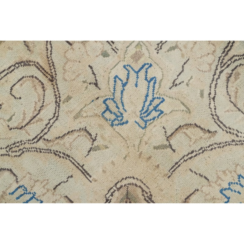 Hand Knotted Oriental 100% Wool Carpet Traditional Floral Yellow & Gold Kerman Area Rug - 13' 5'' X 9' 3''