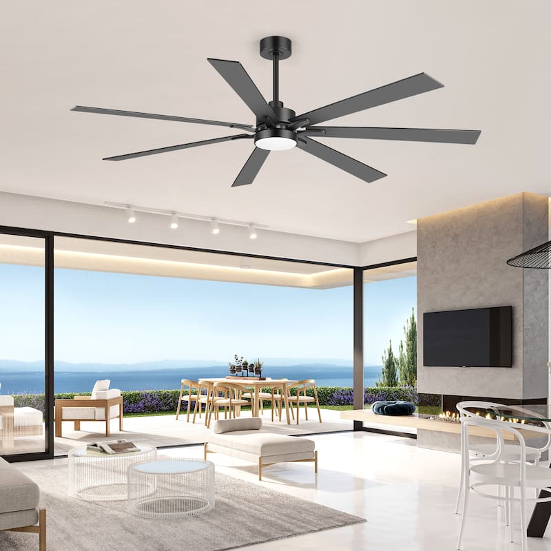 Large 72" Reversible 7-Blade Integrated Ceiling Fan with LED Light and Remote