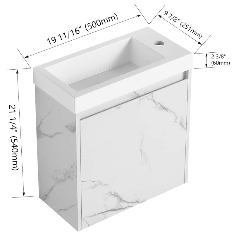 Bathroom Vanity With Sink In 20 Inch, Floating Bathroom Vanity With Soft Close Door