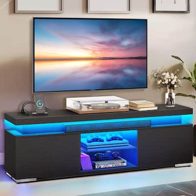 TV Stand with Charging Station & LED Lights For Up to 65 In - 59"