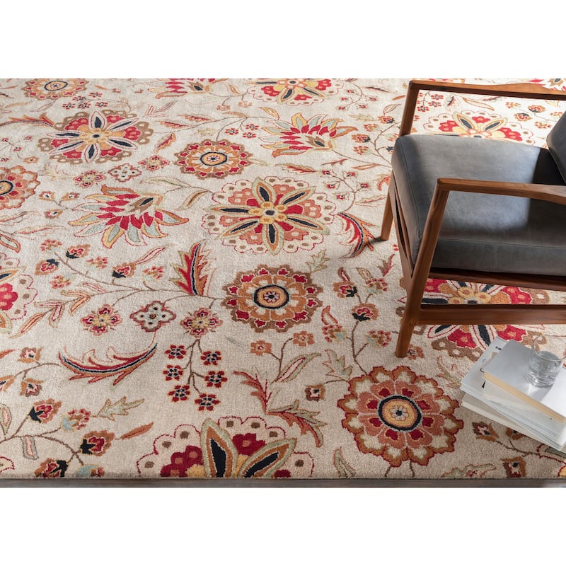 Lily Hand-tufted Transitional Floral Pattern Wool Area Rug