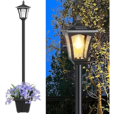 65" Solar Lamp Post Light with Planter Garden Lights Outdoor