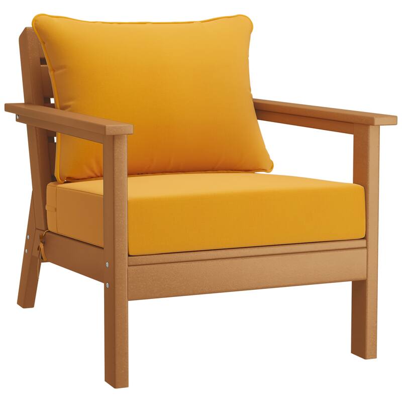 Birchwood All Weather HDPE Outdoor Patio Teak Deep Seating Conversation Set (5-Piece Set)