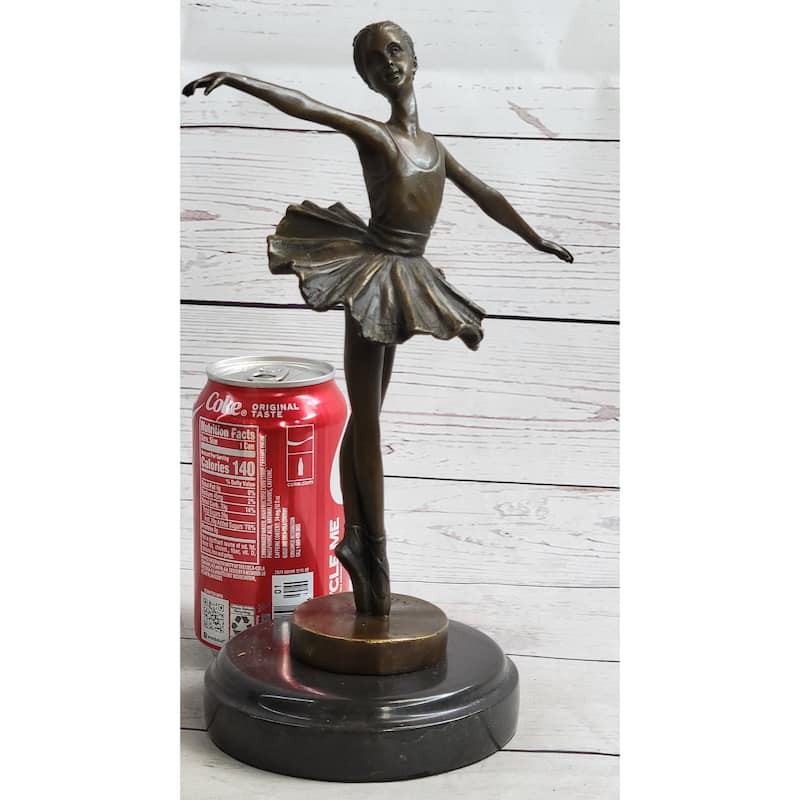Ballerina On Tip Toes With Outstretched Arms Bronze Sculpture Statue Trophy Ballet Dancer