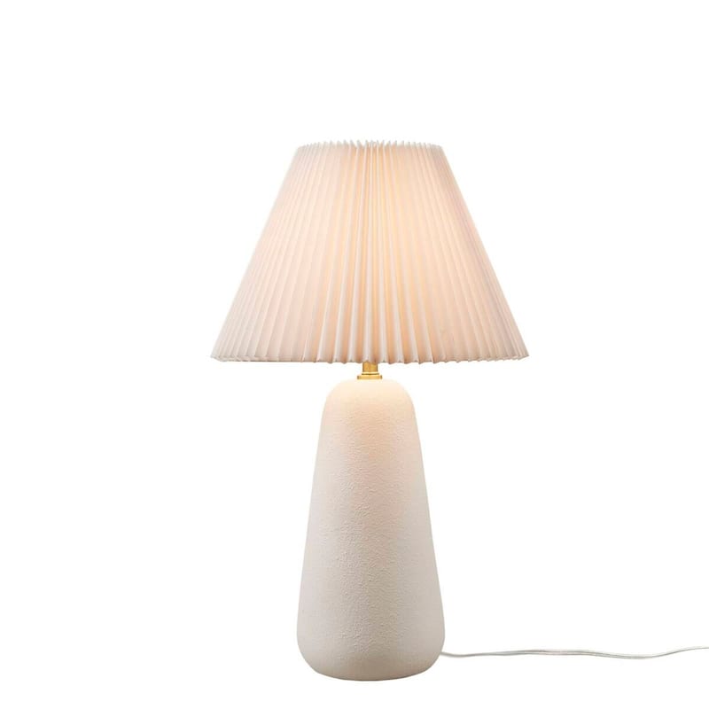 Textured Ceramic Table Lamp with Fluted Fabric Shade White See below