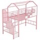 preview thumbnail 4 of 20, Metal Twin Loft Bed with Roof Design and Storage Box, Pink