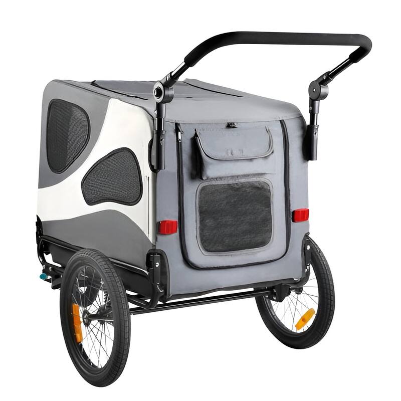 Dog Bike Trailer, Supports up to 100 lbs, 2-in-1 Pet Stroller Cart Bicycle Carrier, Easy Folding Cart Frame with Quick Release