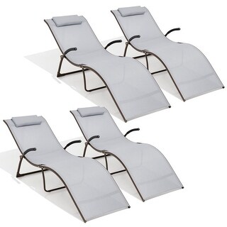 4-Piece Outdoor Patio Portable Folding Reclining Chaise Lounge Chairs - 69.09" L * 24.61" W * 26" H