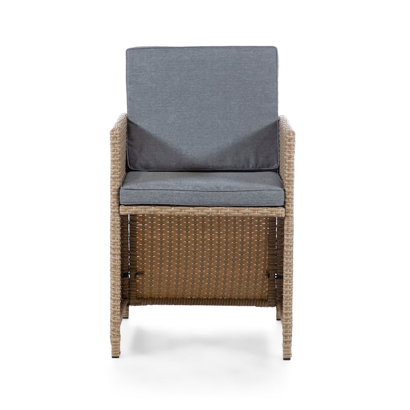 Liyana Transitional Compact Wicker and Glass 11-Piece Outdoor Dining Set by M&L Co.