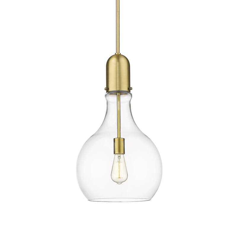 Innovations Lighting 492-1S-20-12 Amherst Pendant Amherst 12" Wide - Satin Gold / Clear