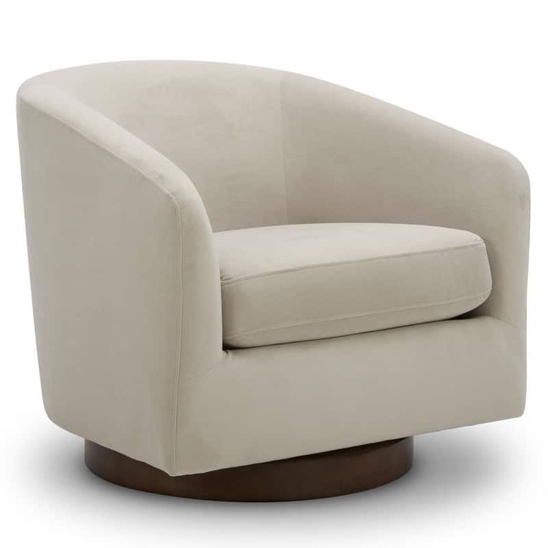 Spruce & Spring Liam Swivel Accent Chair - Single - Cream White-Velvet