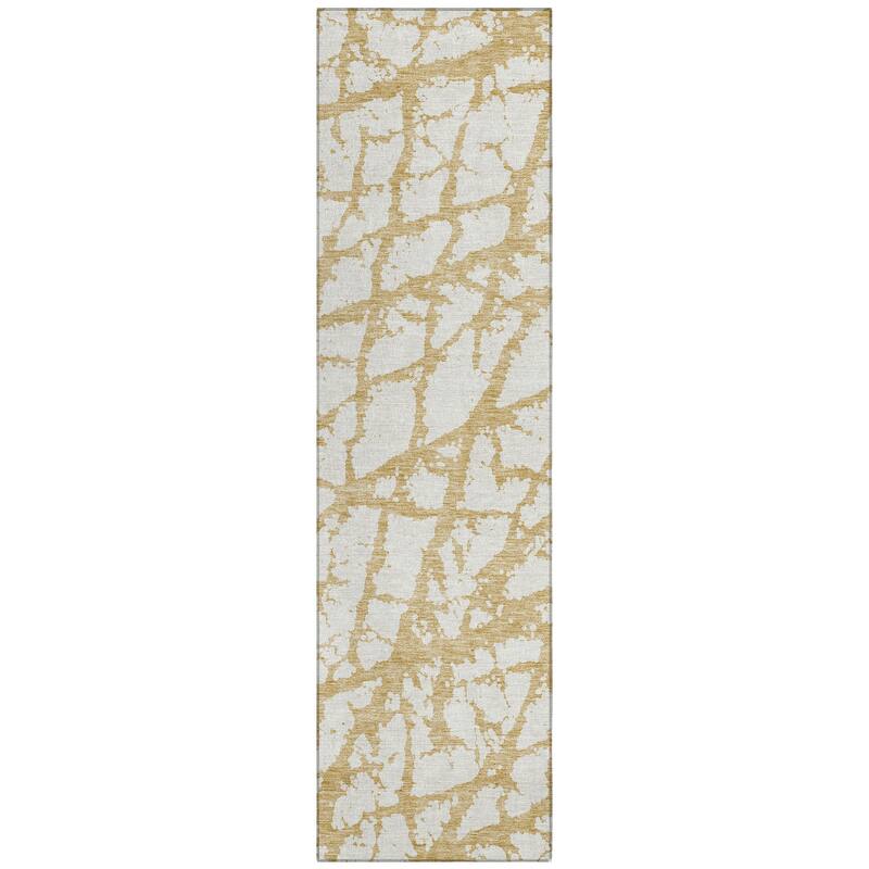 Machine Washable Indoor/ Outdoor Abstract Contemporary Chantille Rug
