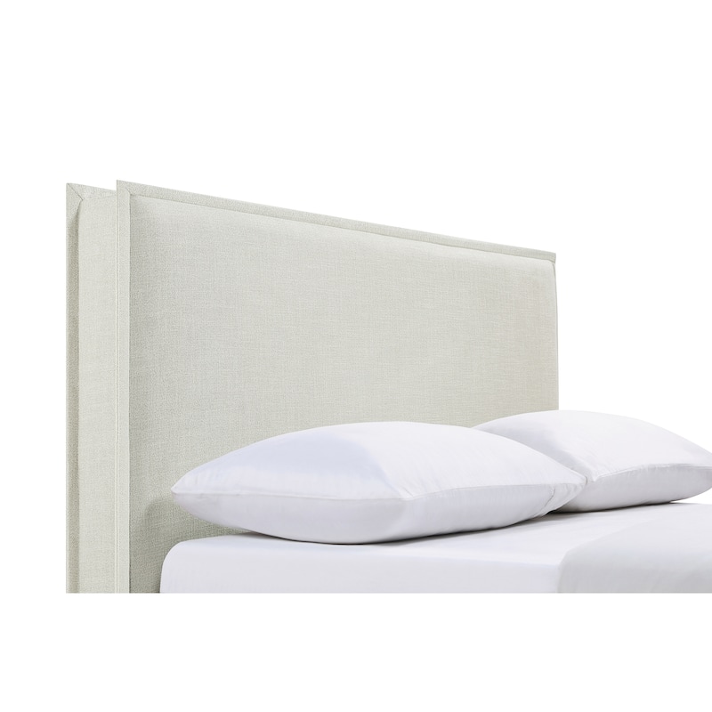 Gemma Sand Upholstered Headboard with Flange Details
