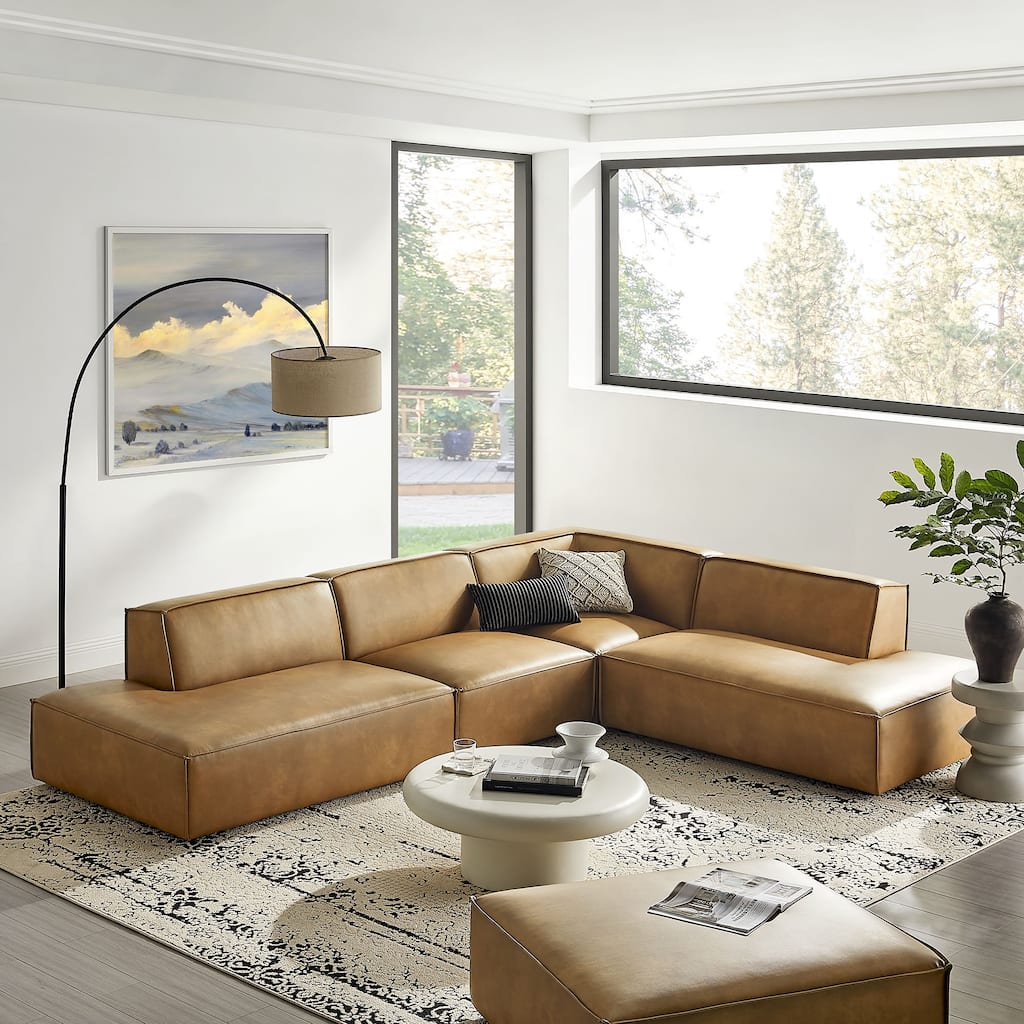 Restore 4-Piece Vegan Leather Modular L-Shaped Armless Sectional Sofa