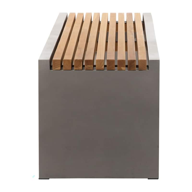Alania 60-inch Concrete and Teak Indoor-Outdoor Bench - N/A