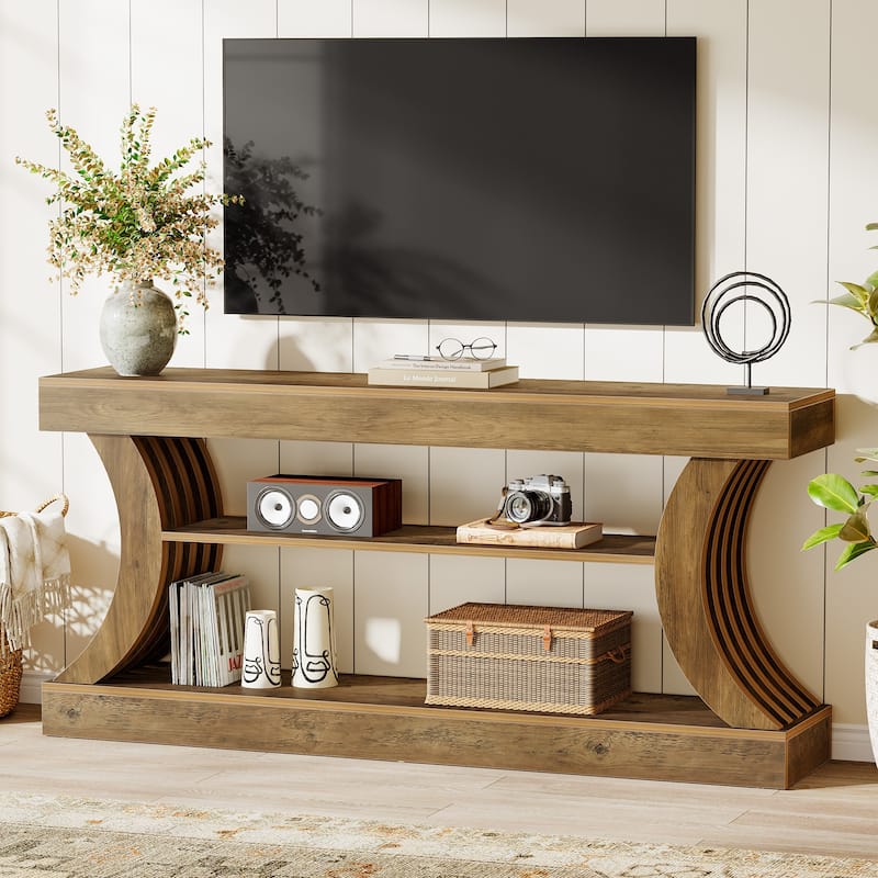 Long Farmhouse Entryway Table with Storage