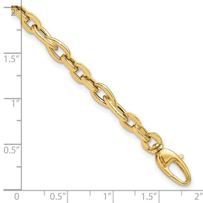 Curata 14k Yellow Gold Polished Fancy Link Bracelet 7.5 Inch