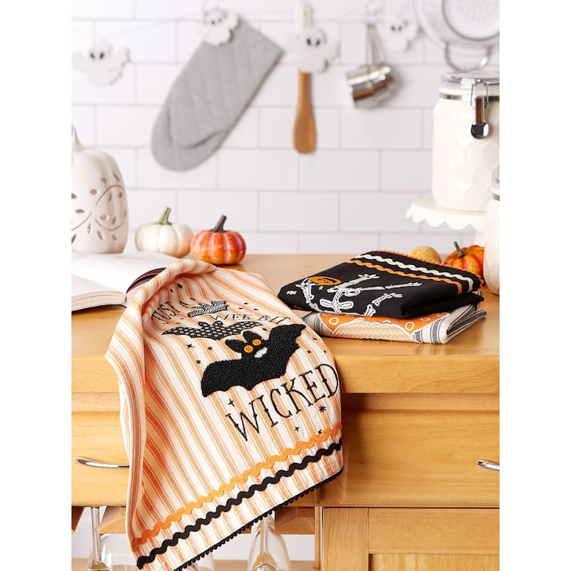 DII Halloween Embellished Dishtowels Set of 3