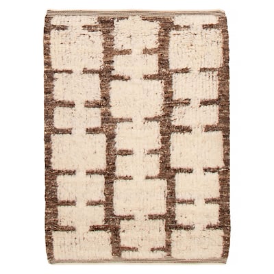 ECARPETGALLERY Hand-knotted Tangier Cream Wool Rug - 4'4 x 6'0