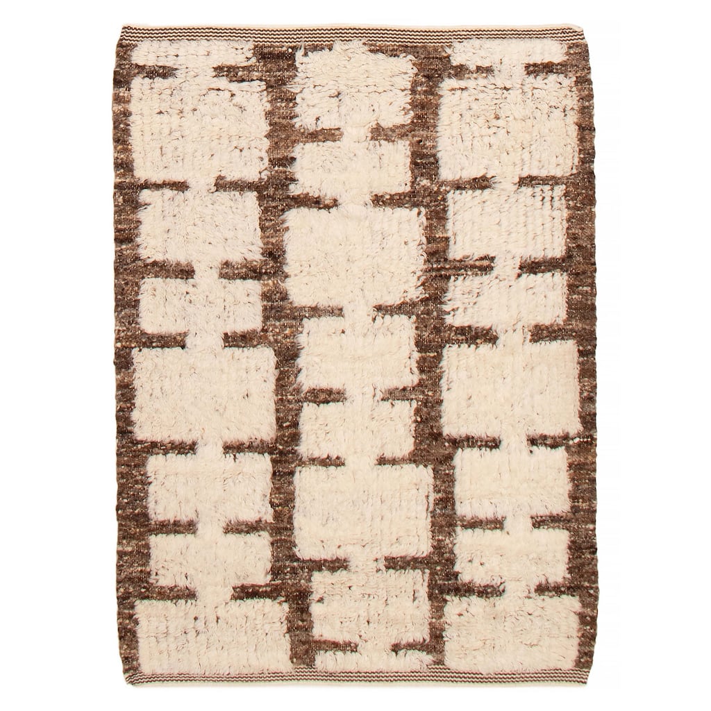 ECARPETGALLERY Hand-knotted Tangier Cream Wool Rug - 4'4 x 6'0