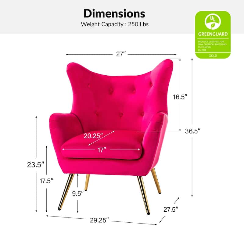 Eusebio Modern Velvet Accent Chair with Tufted Wingback for Living Room Set of 2 by HULALA HOME