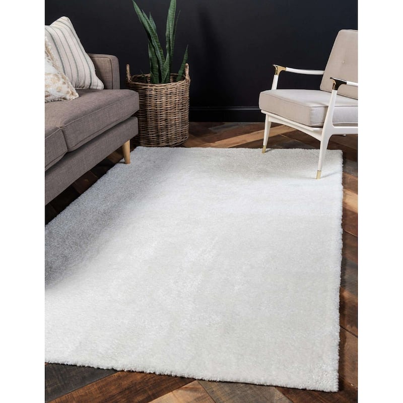 Solid/Striped Zoit Collection Area Rug - 5'x7'7" - Snow White