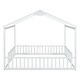 preview thumbnail 14 of 58, Double Twin Size House-Style Floor Bed with Fence and Guardrails without Door