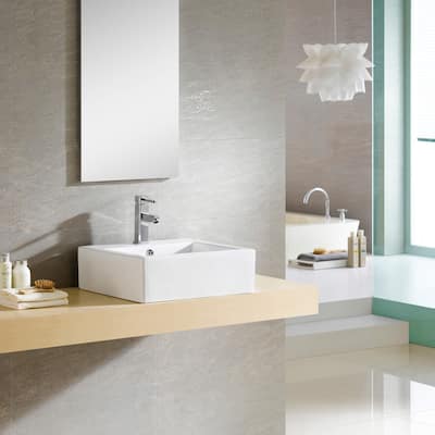 Fine Fixtures Square Vessel Sink Vitreous China w Overflow