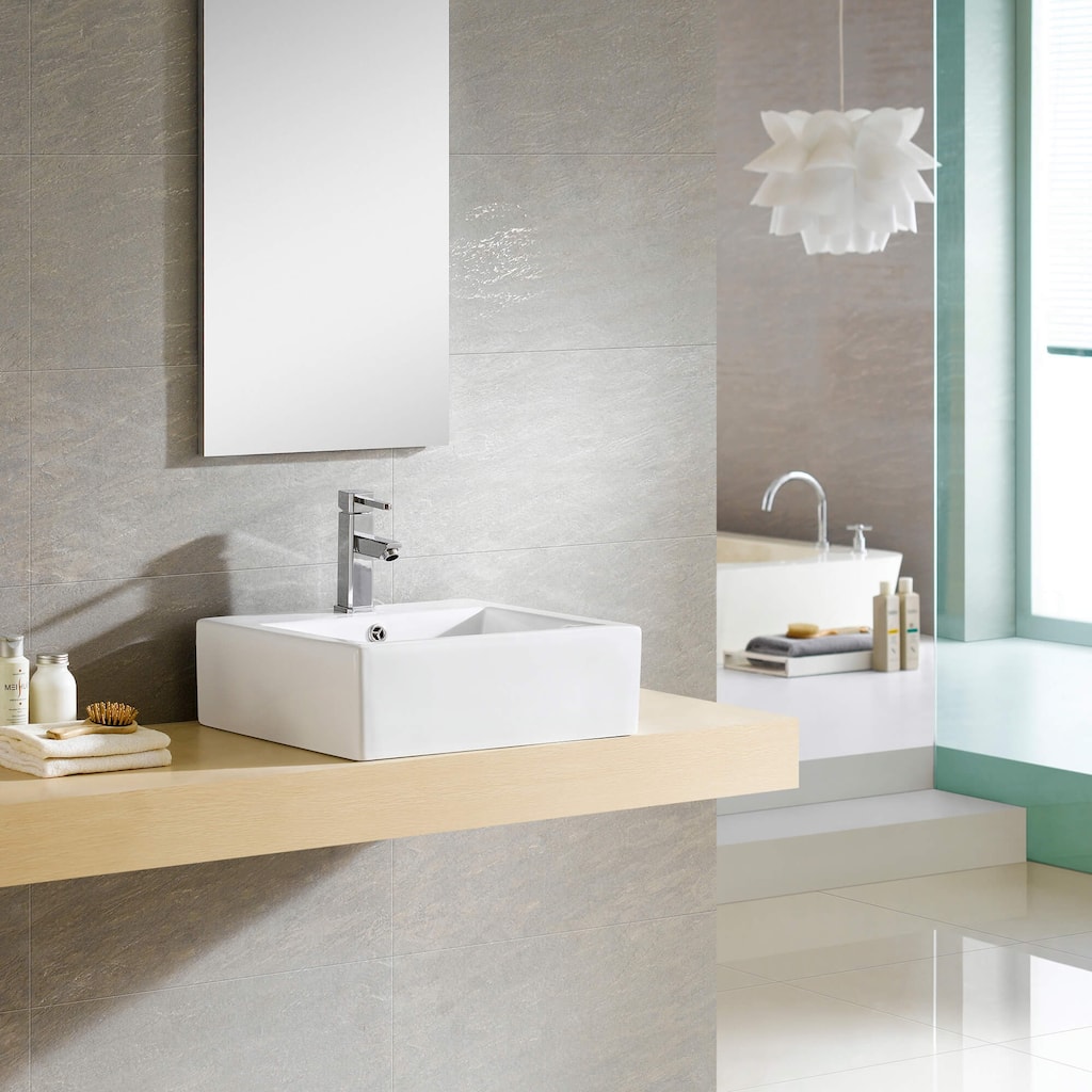 Fine Fixtures Square Vessel Sink Vitreous China w Overflow