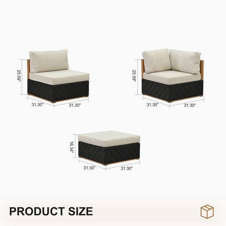 PURPLE LEAF GLFSF Black sofa with white seat Outdoor Couch for Yard Porch Deck Patio Conversation Sets