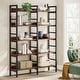 preview thumbnail 1 of 8, Bookshelf 5-Tier, Open Etagere Bookcase, Double Wide Freestanding Bookshelves for Storage and Display, Rustic Brown