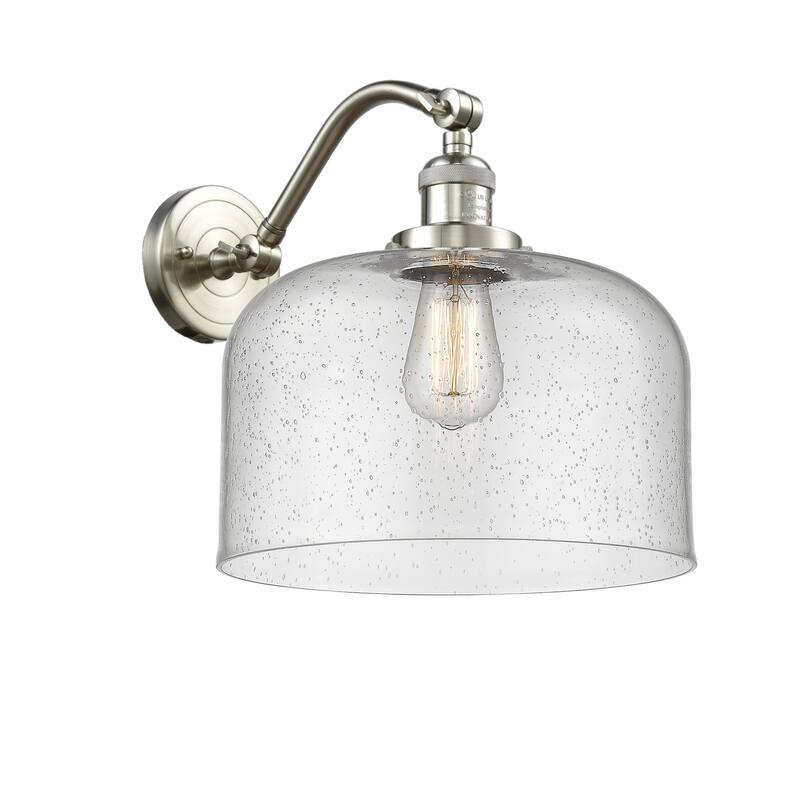 Innovations Lighting X-Large Bell Single Light 13" Tall Bathroom - Brushed Satin Nickel / Seedy