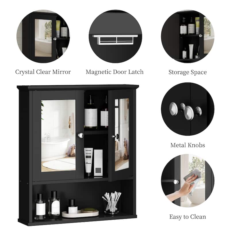 Futzca Bathroom Cabinet Wall Mounted, Storage Cabinet with Doors and Mirror
